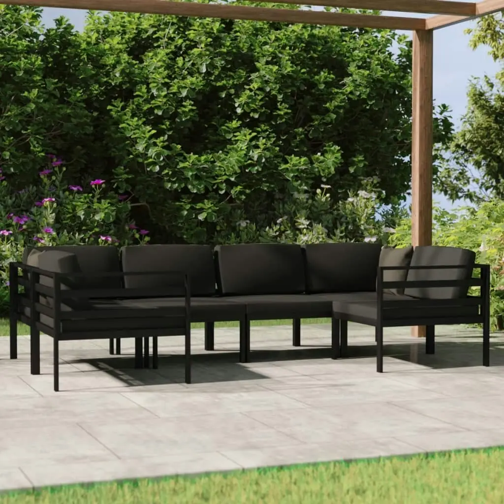 6 Piece Garden Lounge Set with Cushions Aluminium Anthracite 3107811