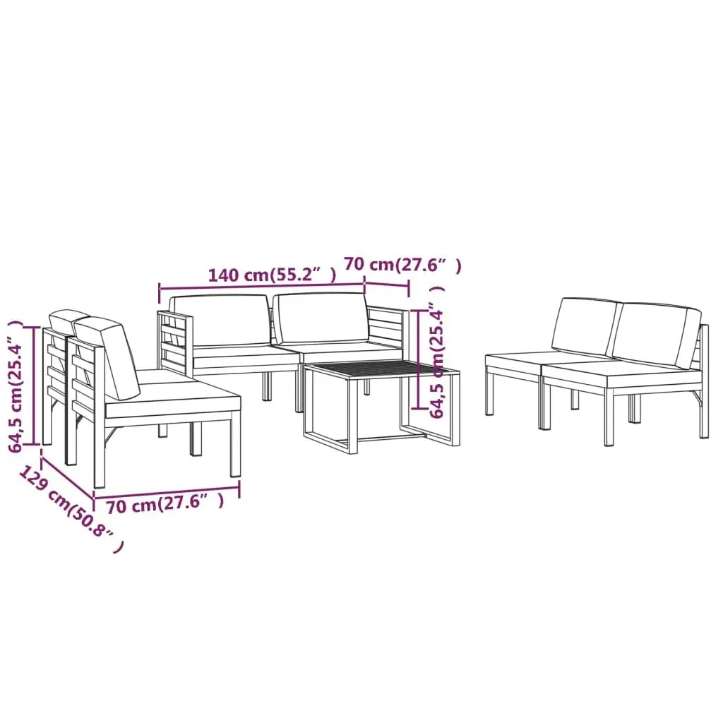 6 Piece Garden Lounge Set with Cushions Aluminium Anthracite 3107802