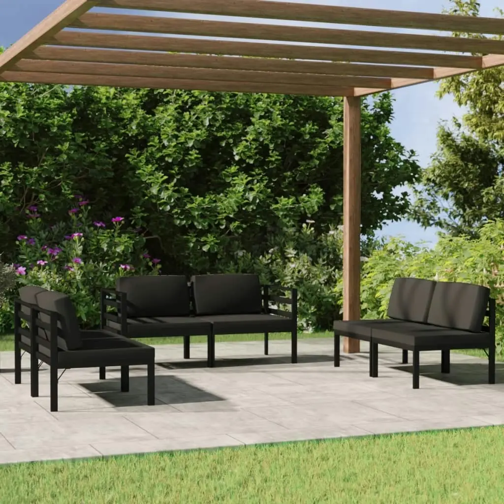 6 Piece Garden Lounge Set with Cushions Aluminium Anthracite 3107802