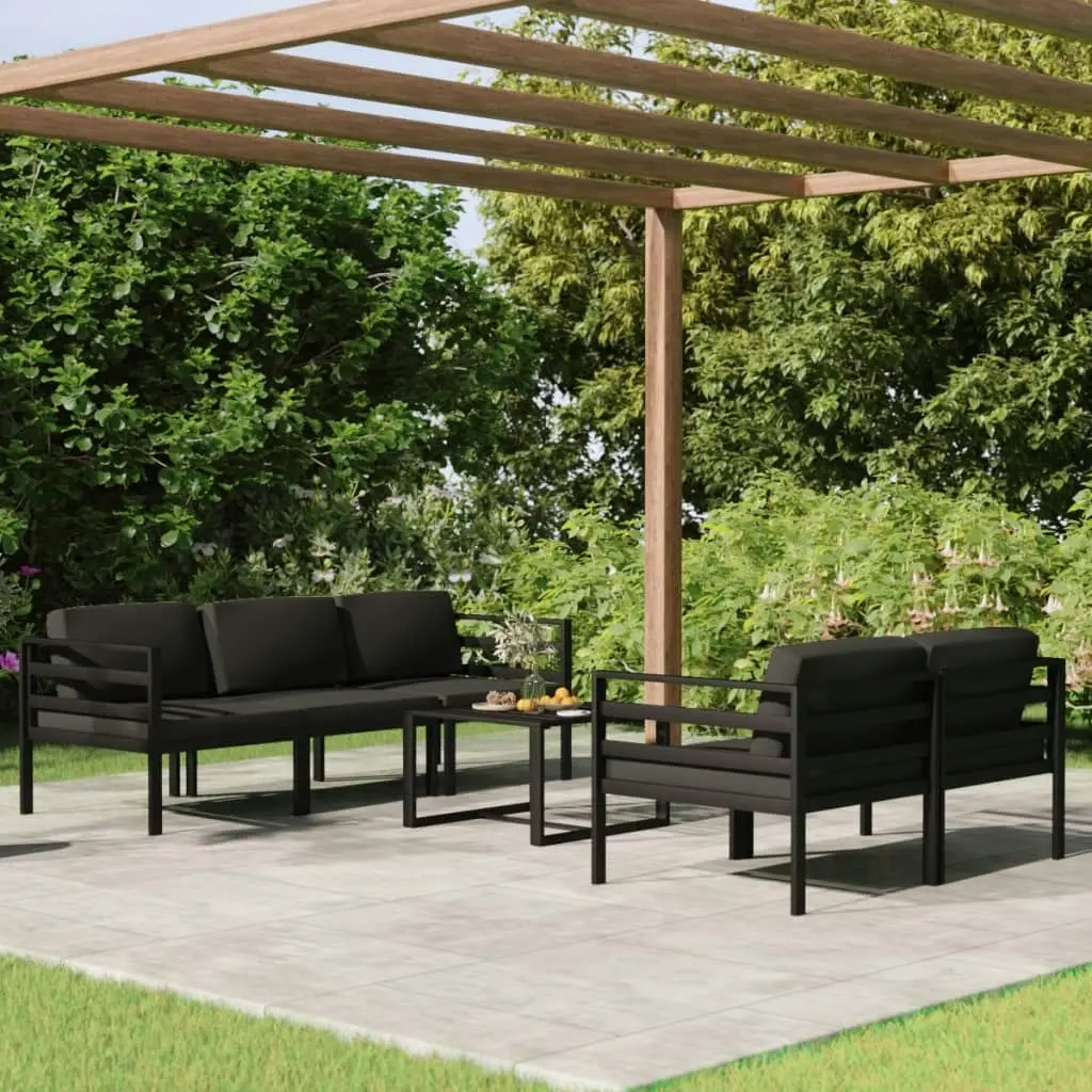 6 Piece Garden Lounge Set with Cushions Aluminium Anthracite 3107804