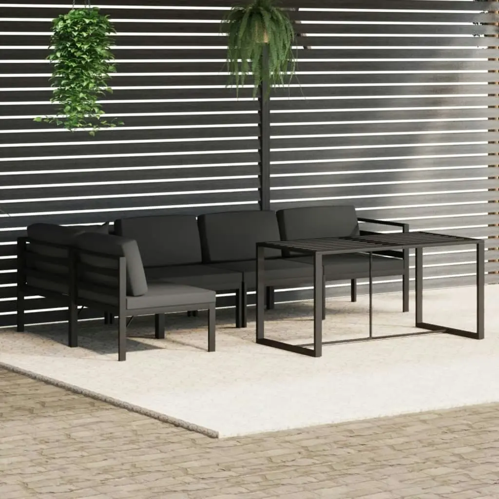 6 Piece Garden Lounge Set with Cushions Aluminium Anthracite 3115916