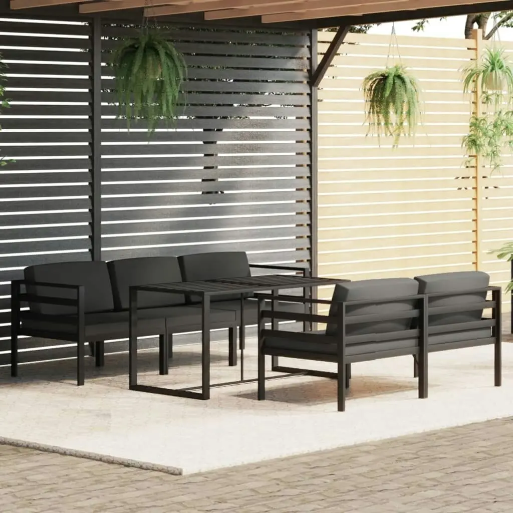 6 Piece Garden Lounge Set with Cushions Aluminium Anthracite 3115922