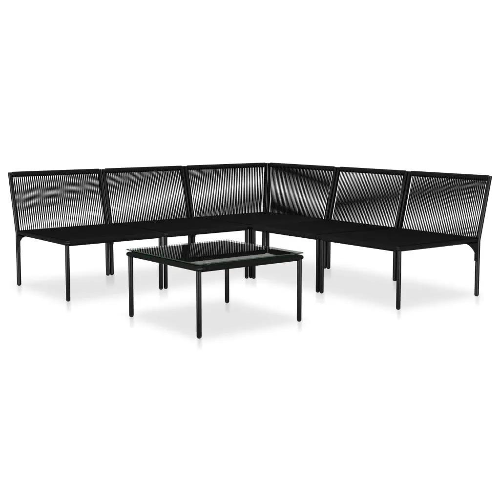 6 Piece Garden Lounge Set with Cushions Black PVC 48588