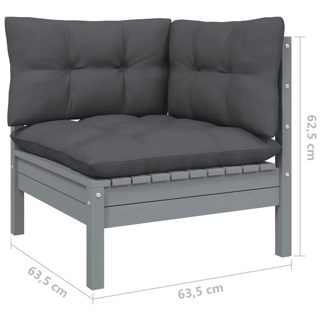 6 Piece Garden Lounge Set with Cushions Grey Solid Pinewood 3096685