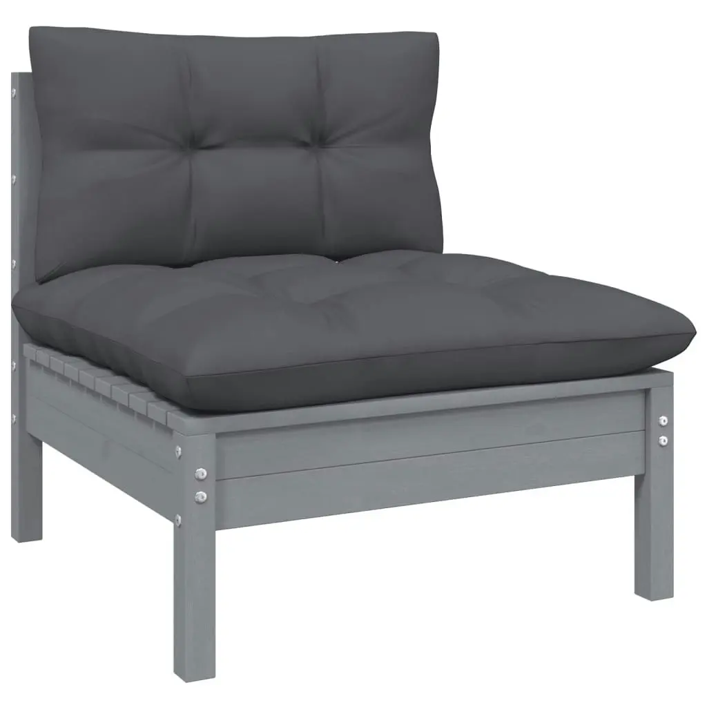 6 Piece Garden Lounge Set with Cushions Grey Solid Pinewood 3096685