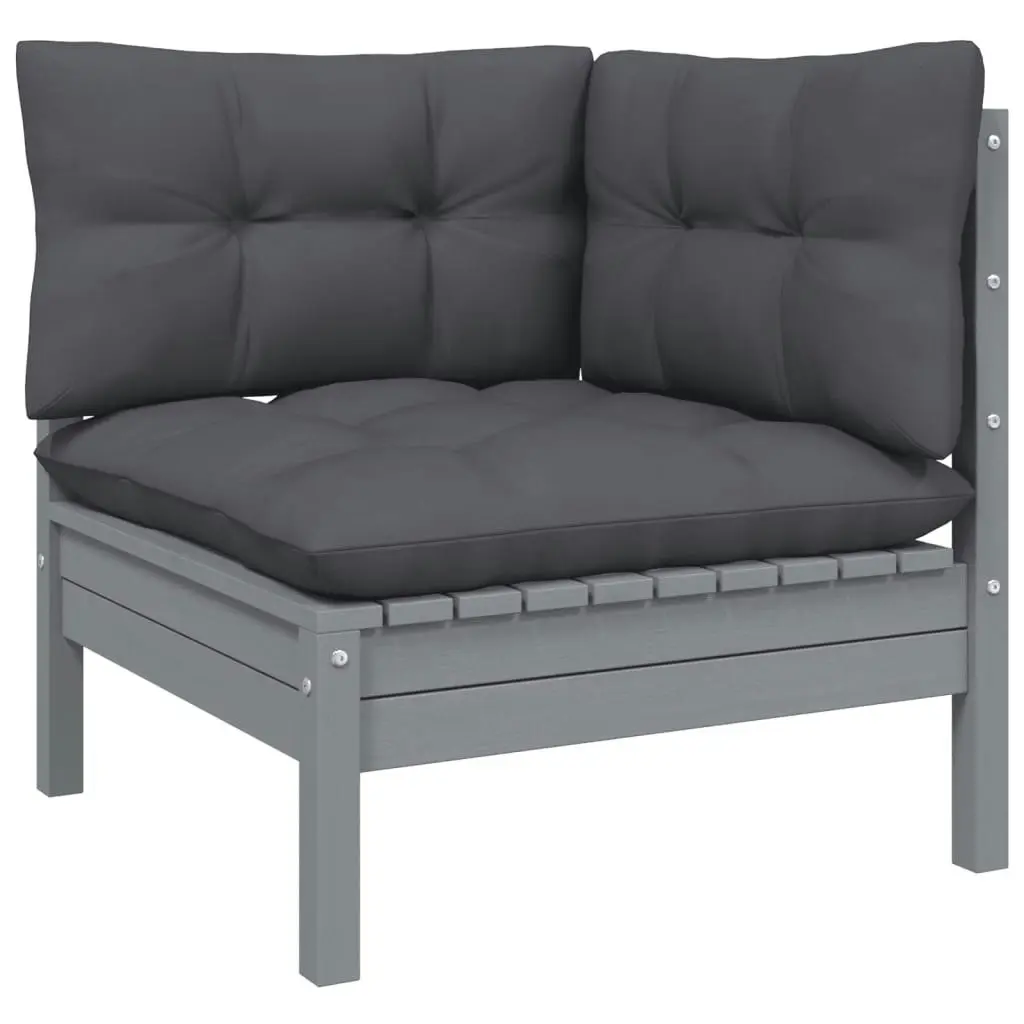 6 Piece Garden Lounge Set with Cushions Grey Solid Pinewood 3096685