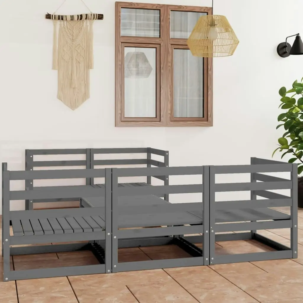 6 Piece Garden Lounge Set Grey Solid Pinewood 3075331