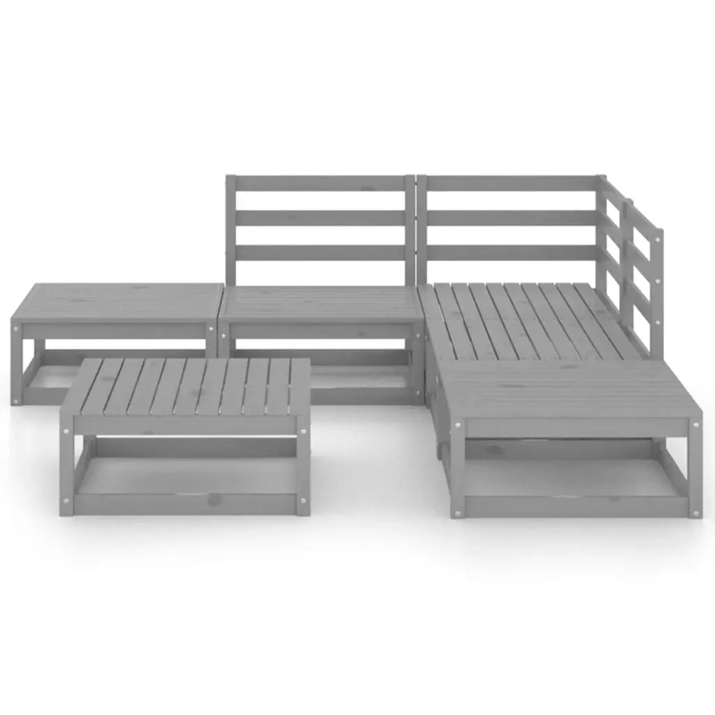 6 Piece Garden Lounge Set Grey Solid Pinewood 3075501