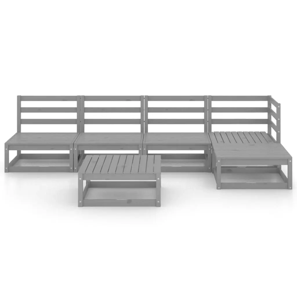 6 Piece Garden Lounge Set Grey Solid Pinewood 3075521