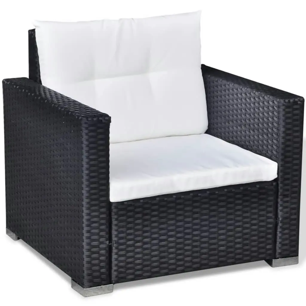 6 Piece Garden Lounge Set with Cushions Poly Rattan Black 41874