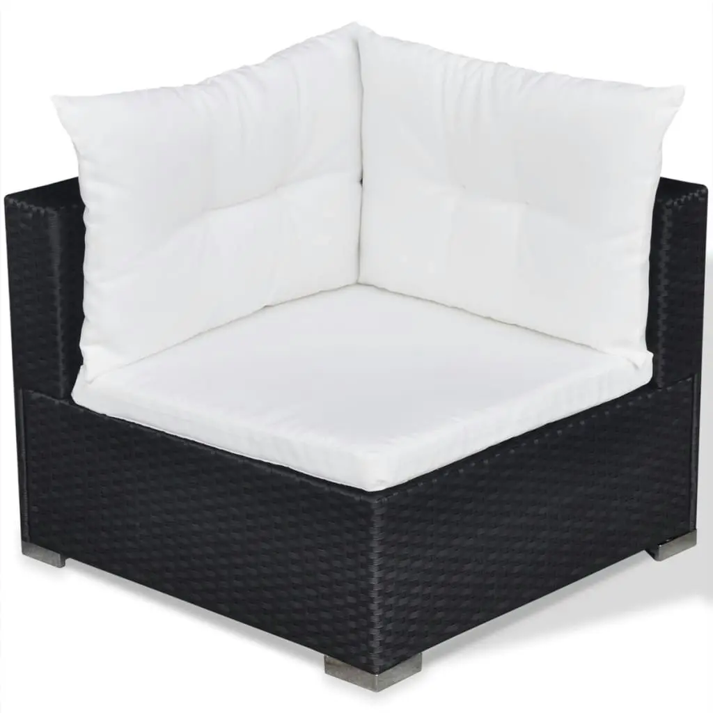 6 Piece Garden Lounge Set with Cushions Poly Rattan Black 41874