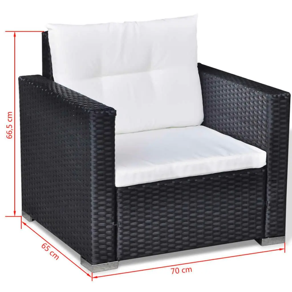 6 Piece Garden Lounge Set with Cushions Poly Rattan Black 41874