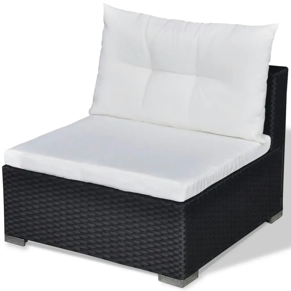 6 Piece Garden Lounge Set with Cushions Poly Rattan Black 41874