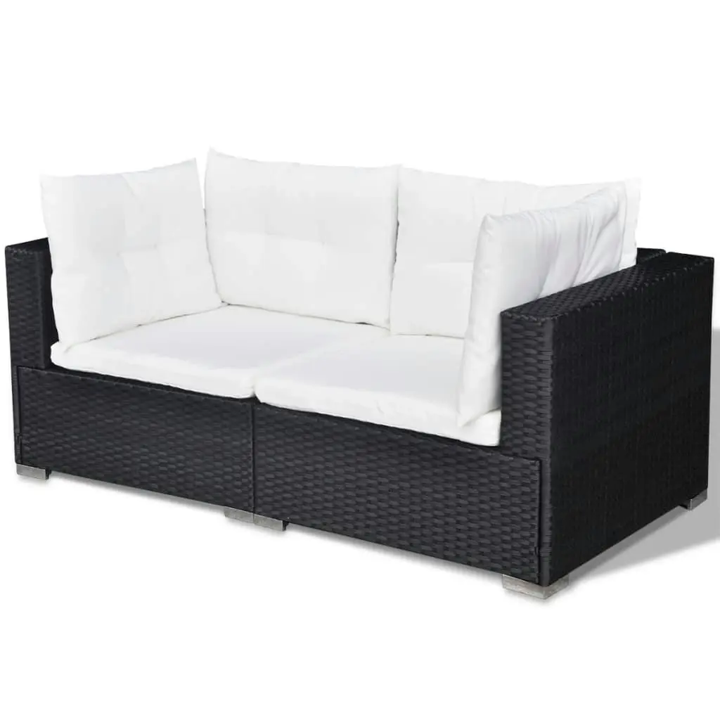 6 Piece Garden Lounge Set with Cushions Poly Rattan Black 41874