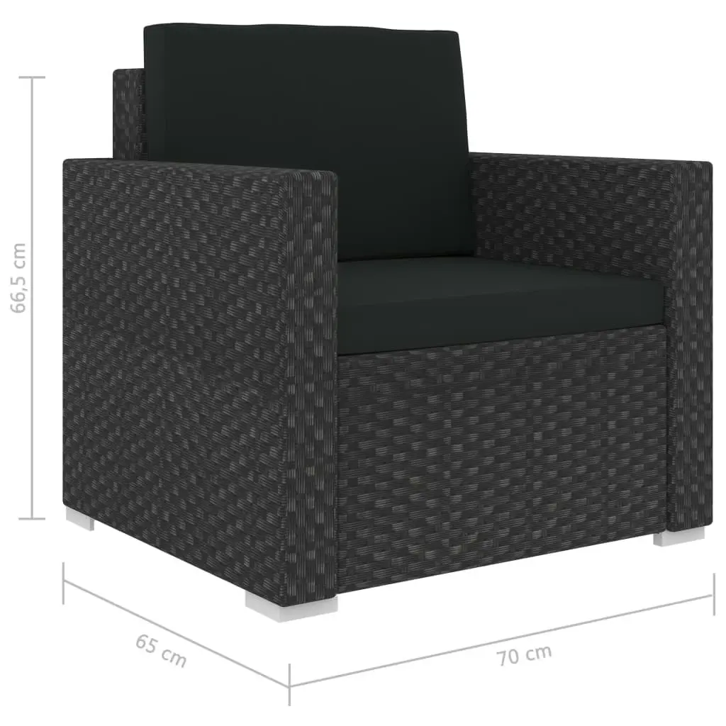 6 Piece Garden Lounge Set with Cushions Poly Rattan Black 46754