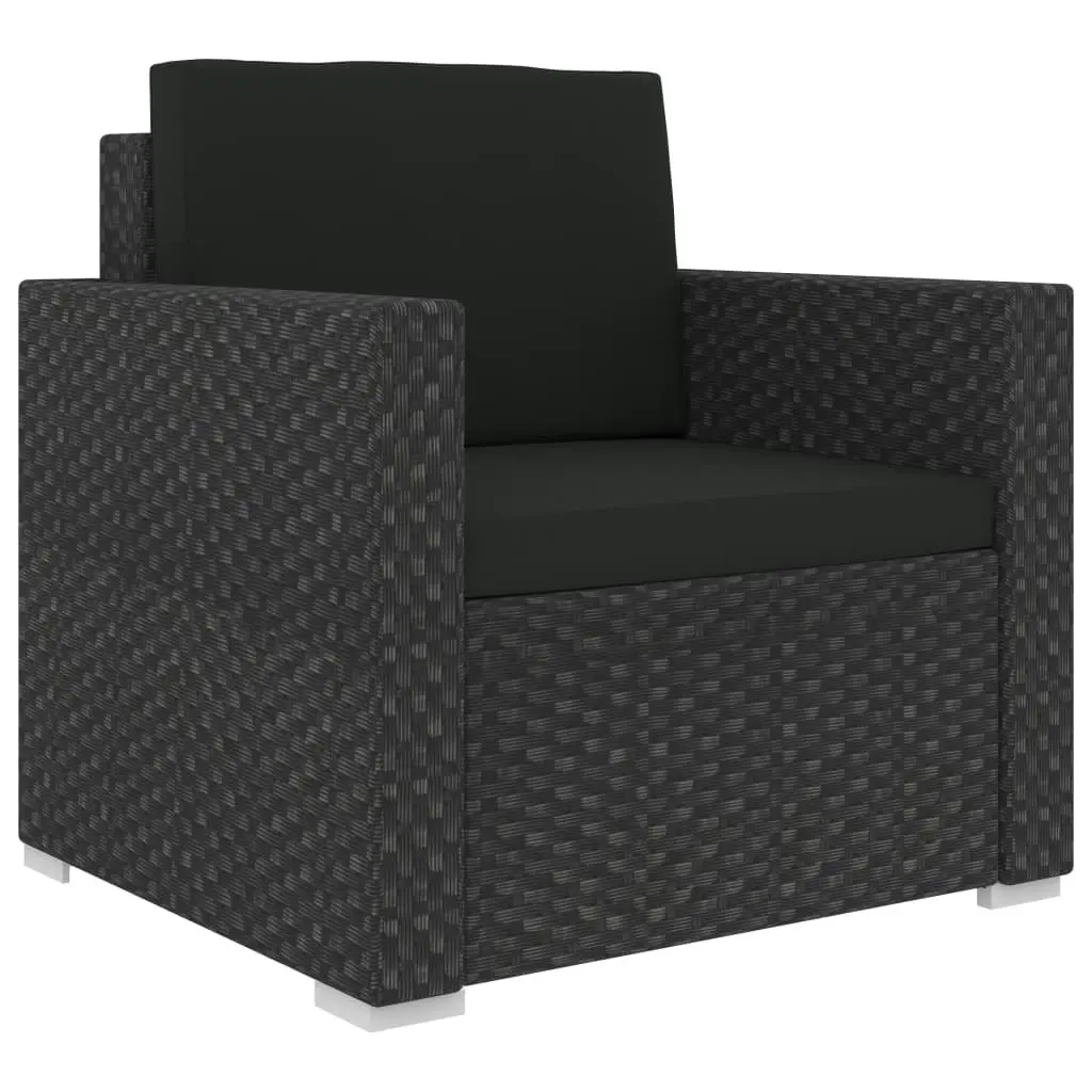 6 Piece Garden Lounge Set with Cushions Poly Rattan Black 46754