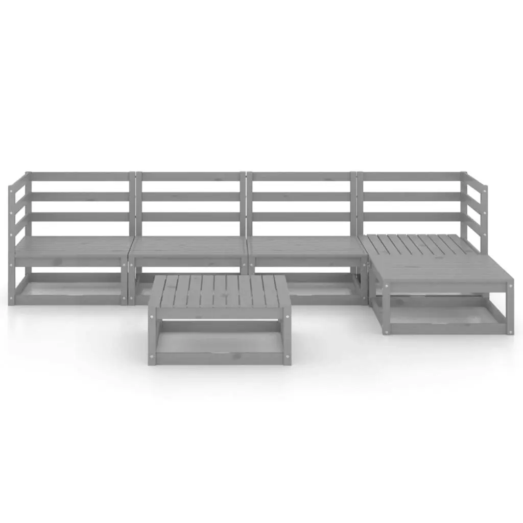 6 Piece Garden Lounge Set Grey Solid Pinewood 3075541