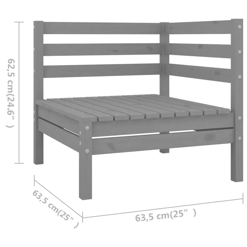 6 Piece Garden Lounge Set Grey Solid Pinewood 3082474