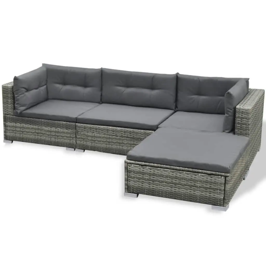 6 Piece Garden Lounge Set with Cushions Poly Rattan Grey 41879