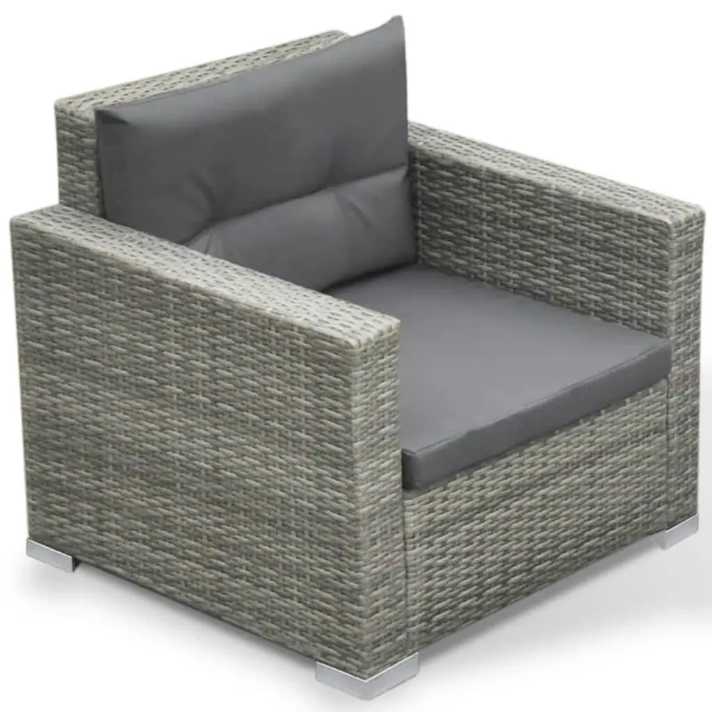 6 Piece Garden Lounge Set with Cushions Poly Rattan Grey 41879