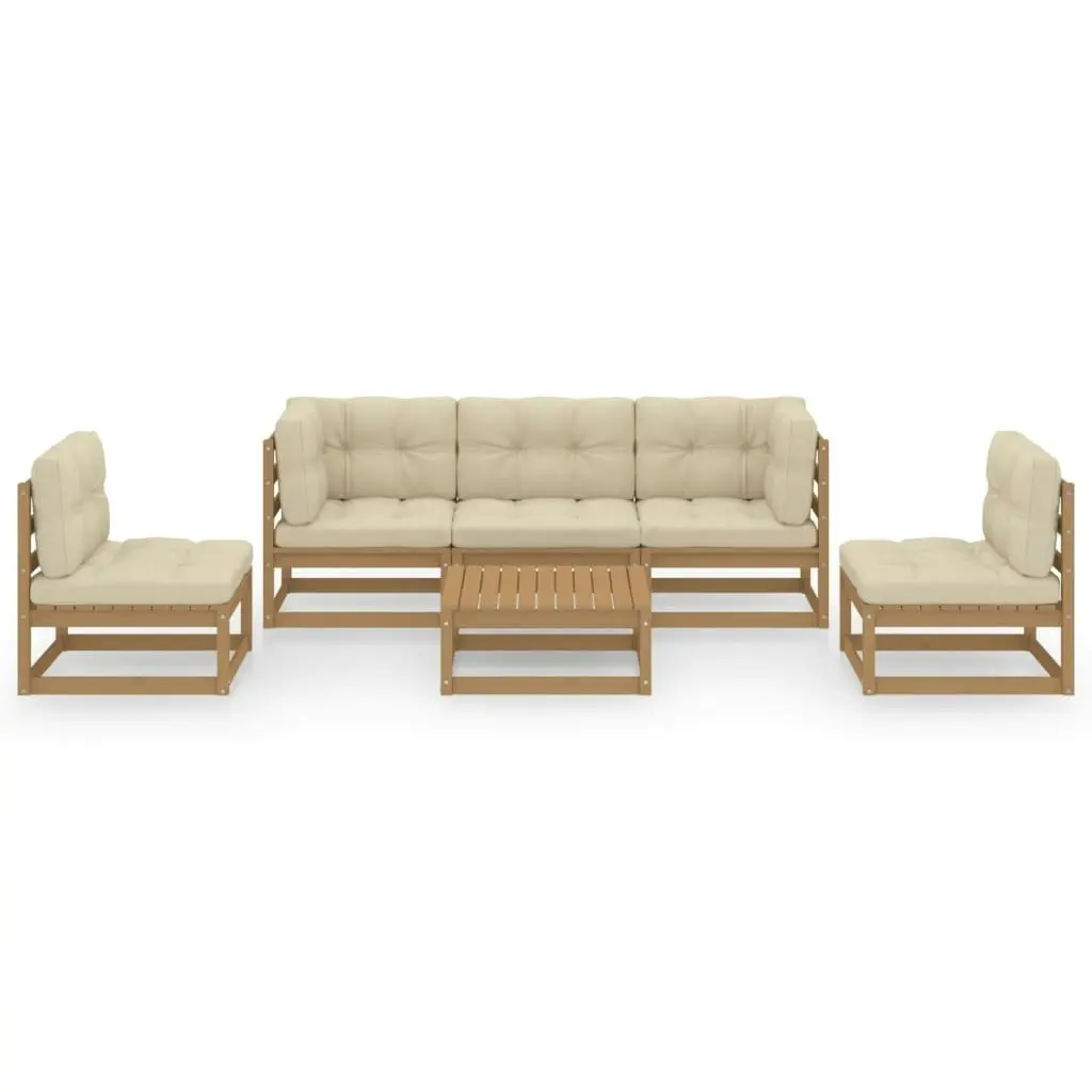 6 Piece Garden Lounge Set with Cushions Solid Pinewood 3076447