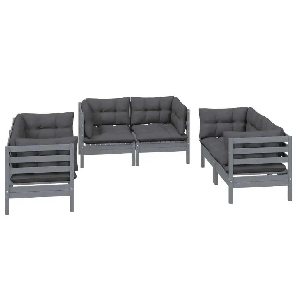 6 Piece Garden Lounge Set with Cushions Solid Pinewood 3096246