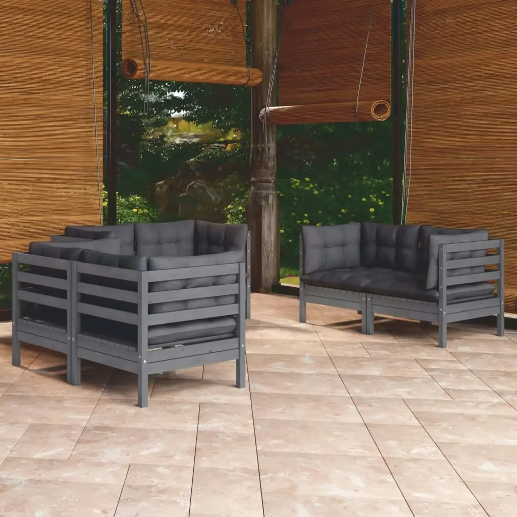 6 Piece Garden Lounge Set with Cushions Solid Pinewood 3096246