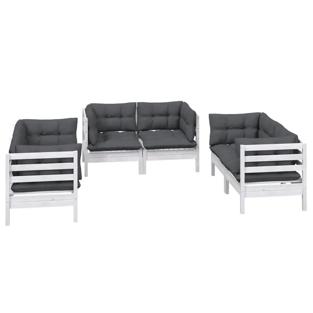 6 Piece Garden Lounge Set with Cushions Solid Pinewood 3096245