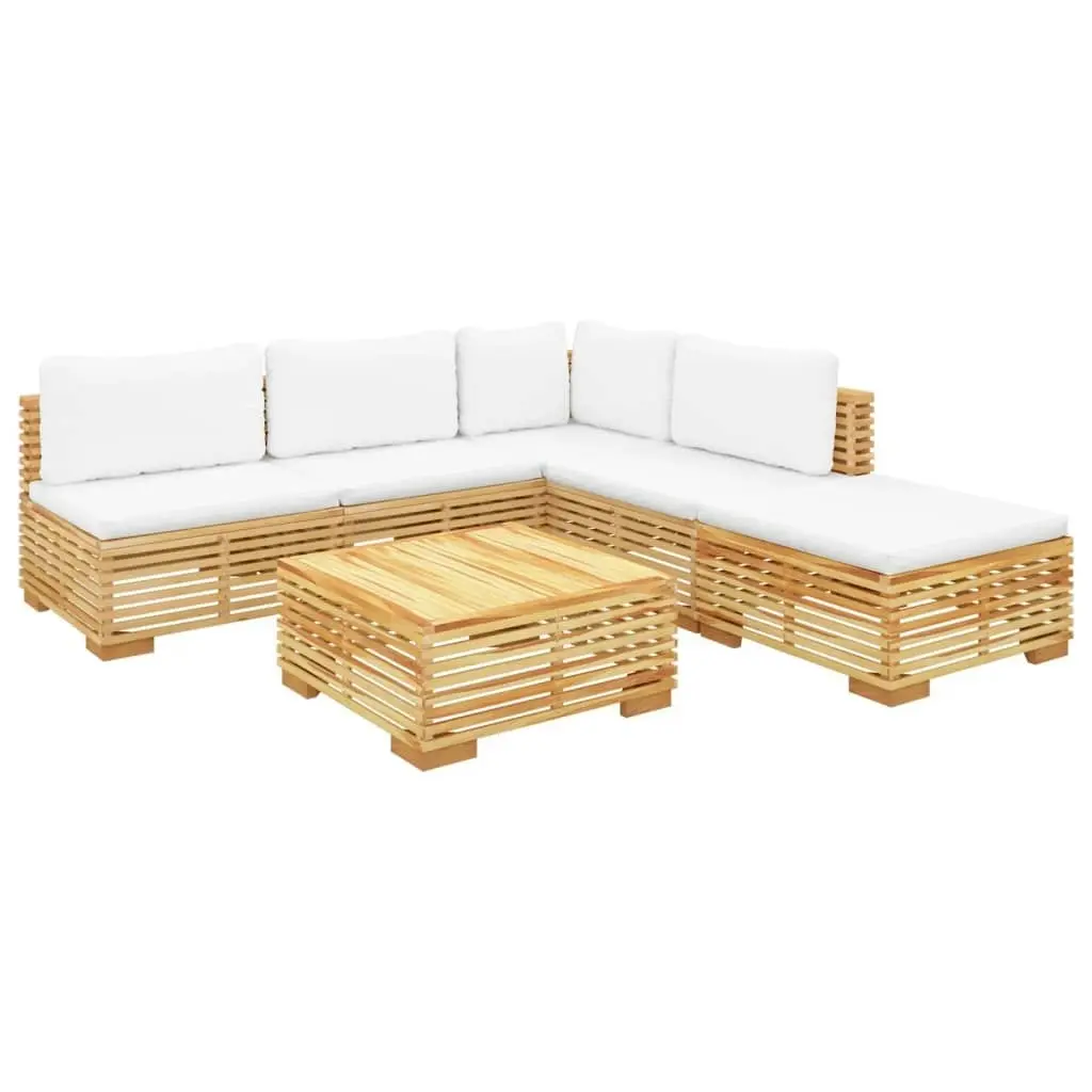 6 Piece Garden Lounge Set with Cushions Solid Teak Wood 3100895