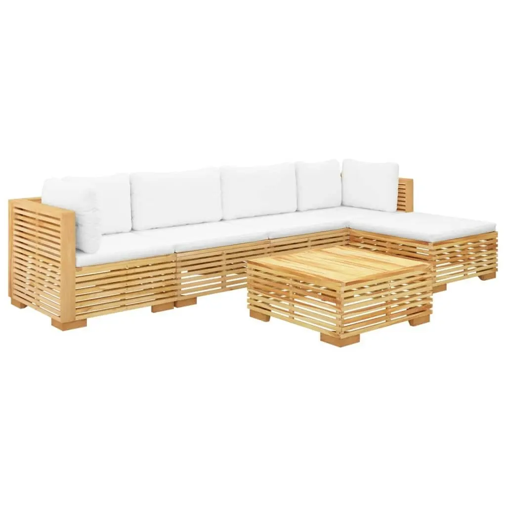 6 Piece Garden Lounge Set with Cushions Solid Teak Wood 3100897