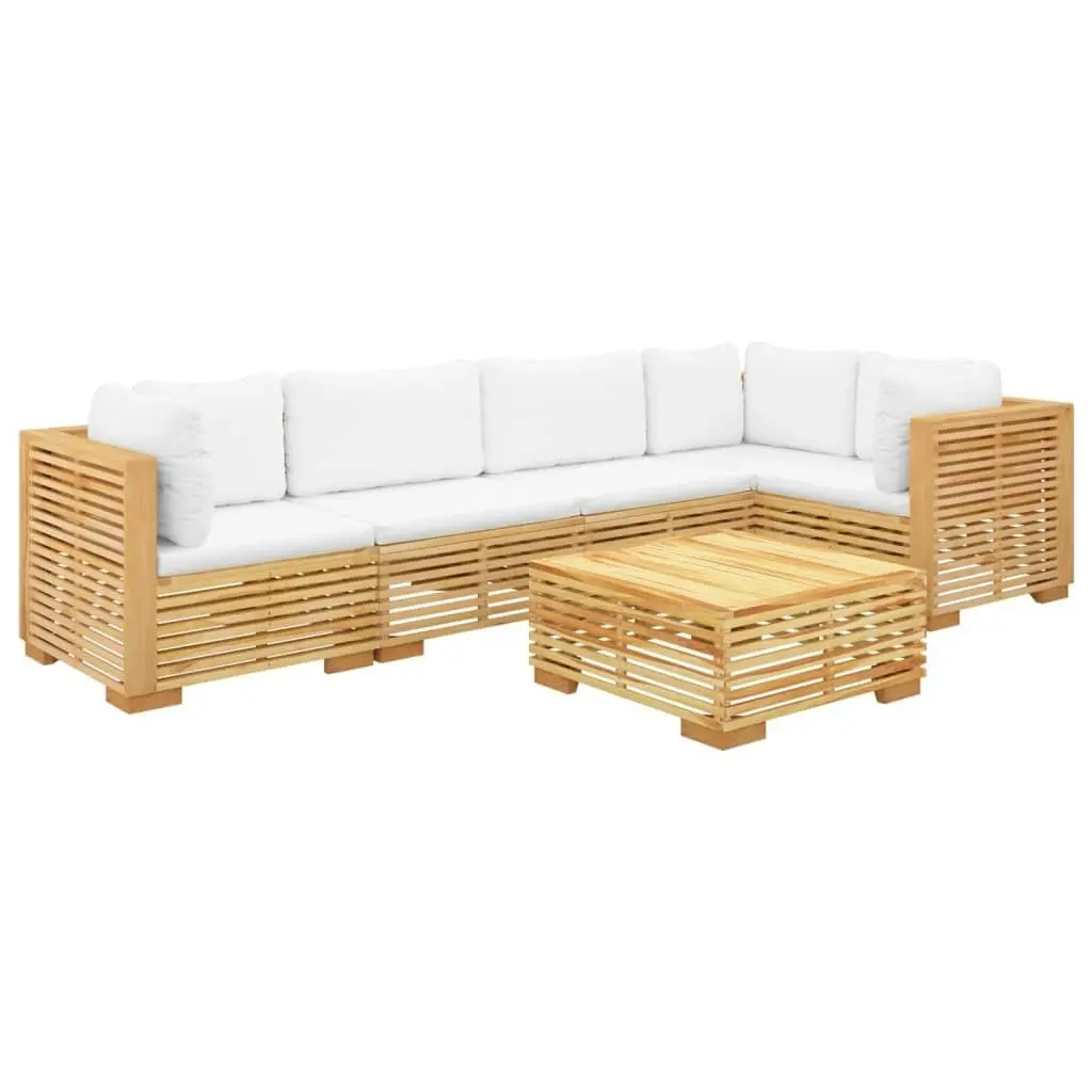 6 Piece Garden Lounge Set with Cushions Solid Teak Wood 3100899