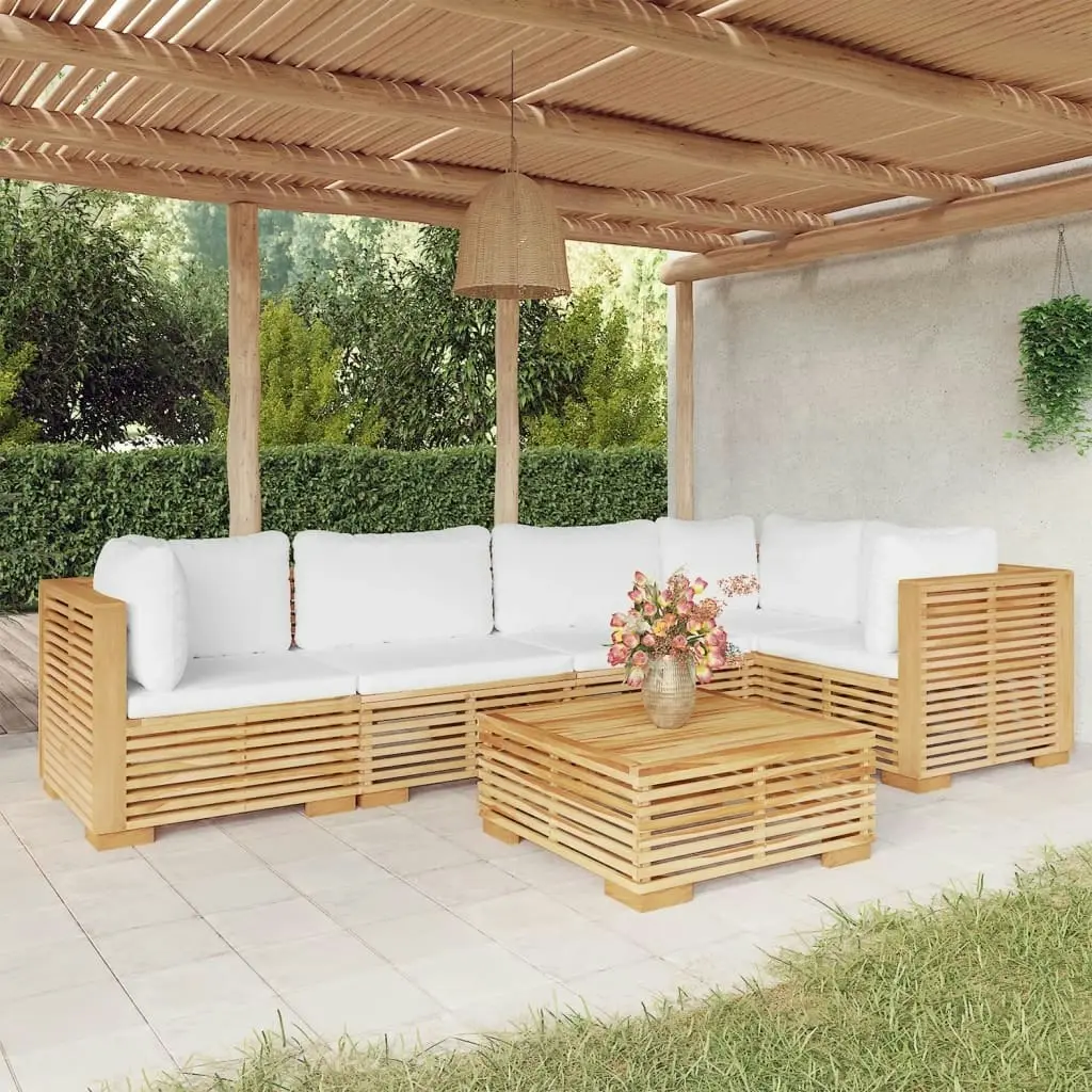 6 Piece Garden Lounge Set with Cushions Solid Teak Wood 3100899