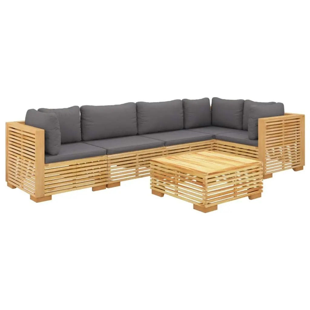 6 Piece Garden Lounge Set with Cushions Solid Teak Wood 3100900