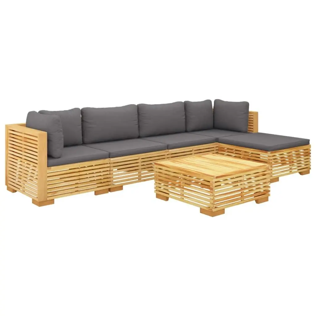 6 Piece Garden Lounge Set with Cushions Solid Teak Wood 3100898