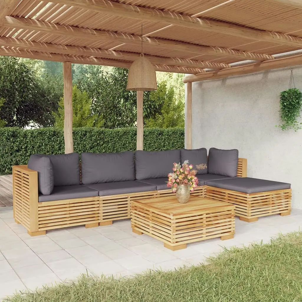 6 Piece Garden Lounge Set with Cushions Solid Teak Wood 3100898