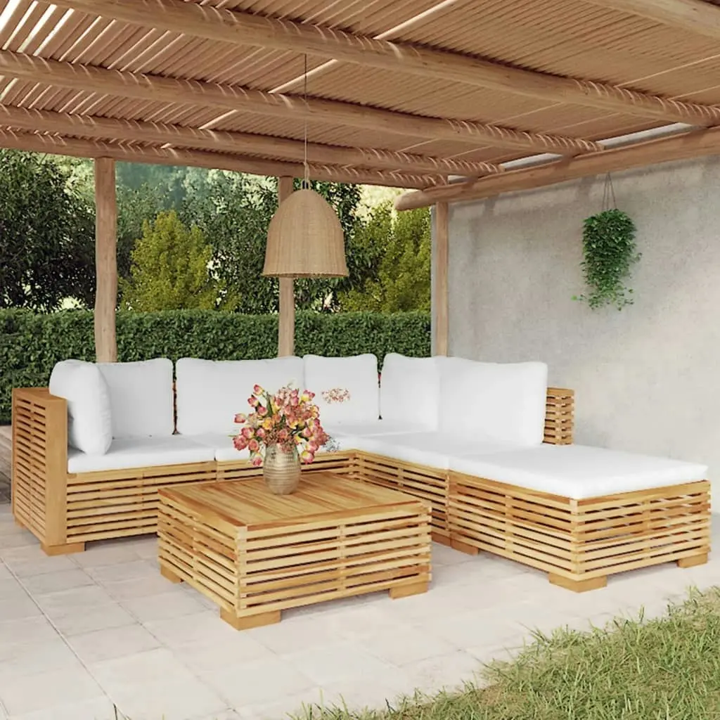 6 Piece Garden Lounge Set with Cushions Solid Wood Teak 3100859