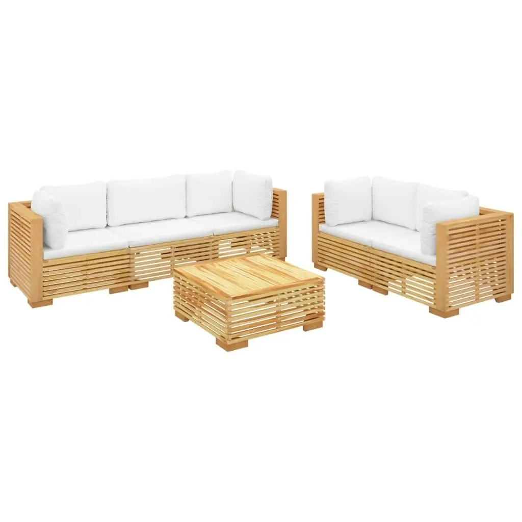 6 Piece Garden Lounge Set with Cushions Solid Wood Teak 3100871