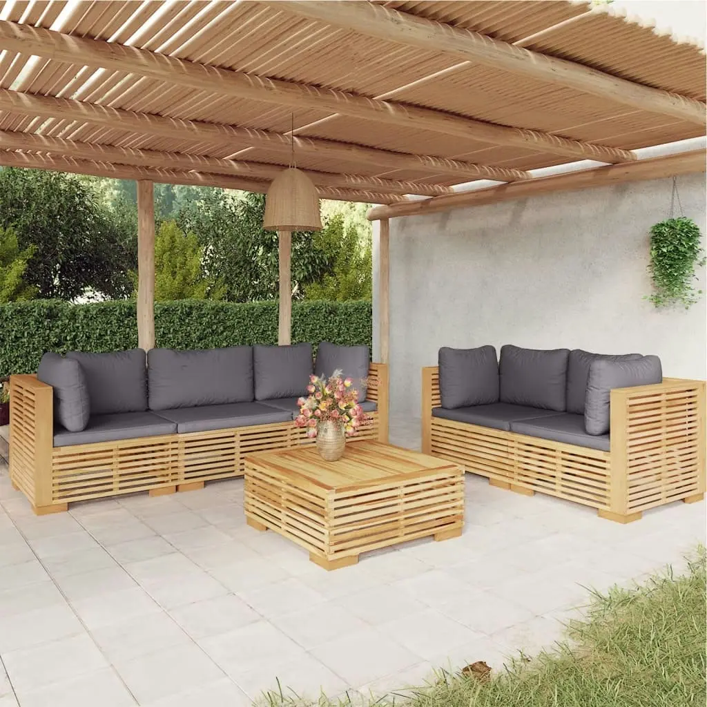 6 Piece Garden Lounge Set with Cushions Solid Wood Teak 3100872