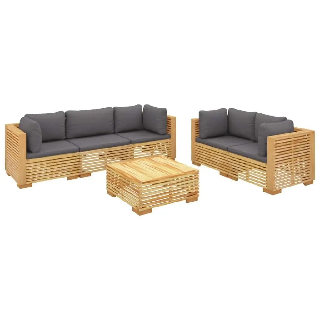 6 Piece Garden Lounge Set with Cushions Solid Wood Teak 3100872