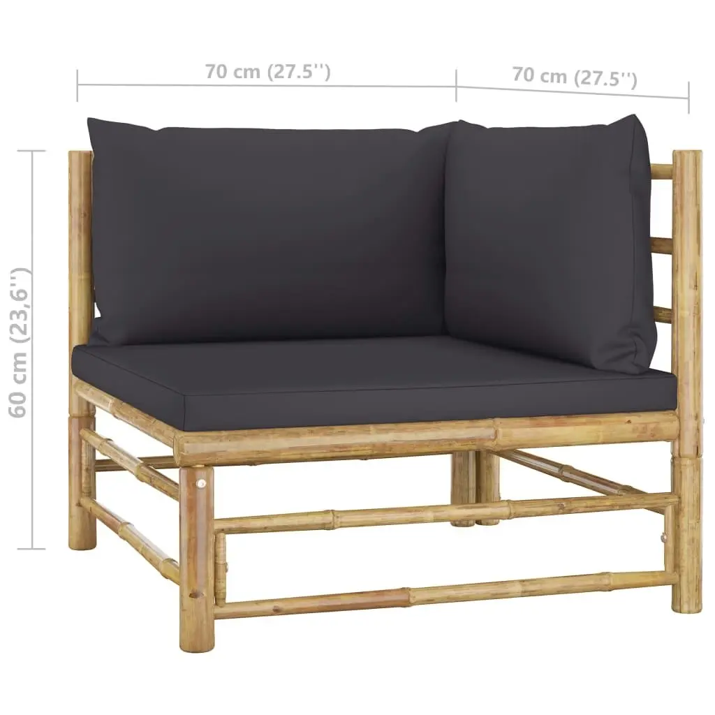 6 Piece Garden Lounge Set with Dark Grey Cushions Bamboo 3058236