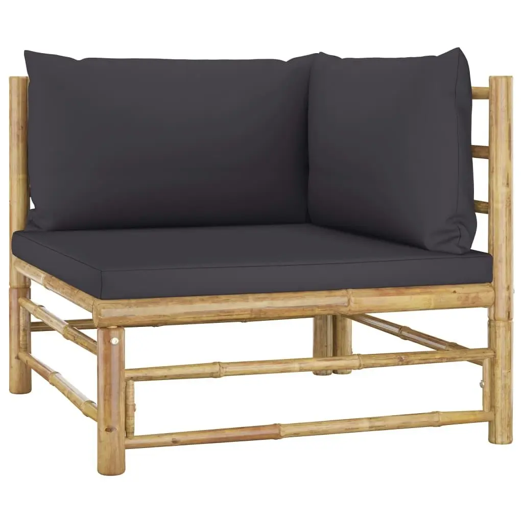 6 Piece Garden Lounge Set with Dark Grey Cushions Bamboo 3058236