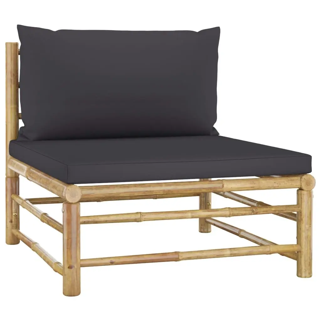 6 Piece Garden Lounge Set with Dark Grey Cushions Bamboo 3058236