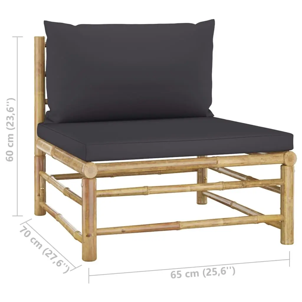 6 Piece Garden Lounge Set with Dark Grey Cushions Bamboo 3058236