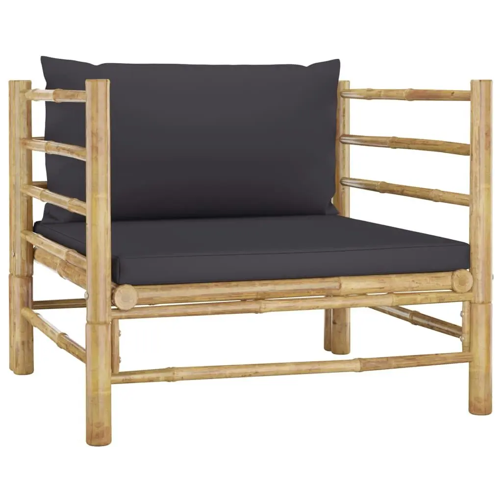 6 Piece Garden Lounge Set with Dark Grey Cushions Bamboo 3058196