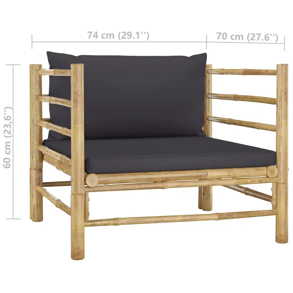 6 Piece Garden Lounge Set with Dark Grey Cushions Bamboo 3058196