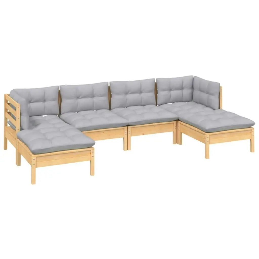 6 Piece Garden Lounge Set with Grey Cushions Pinewood 3097078