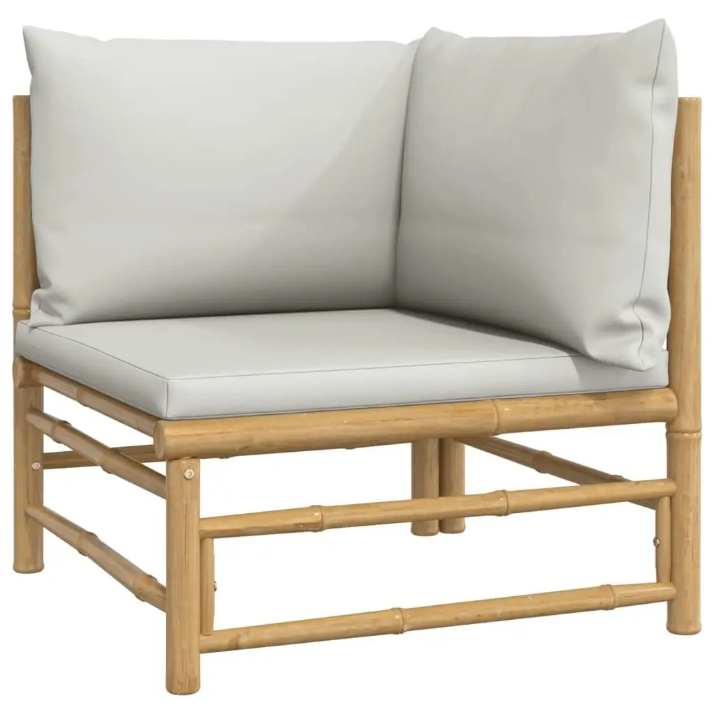 6 Piece Garden Lounge Set with Light Grey Cushions Bamboo 3155083