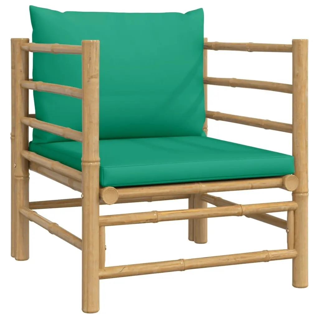 6 Piece Garden Lounge Set with Green Cushions  Bamboo 3155147