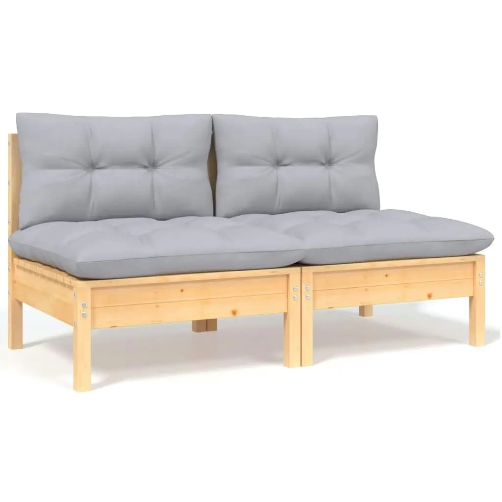 6 Piece Garden Lounge Set with Grey Cushions Solid Pinewood 3096207