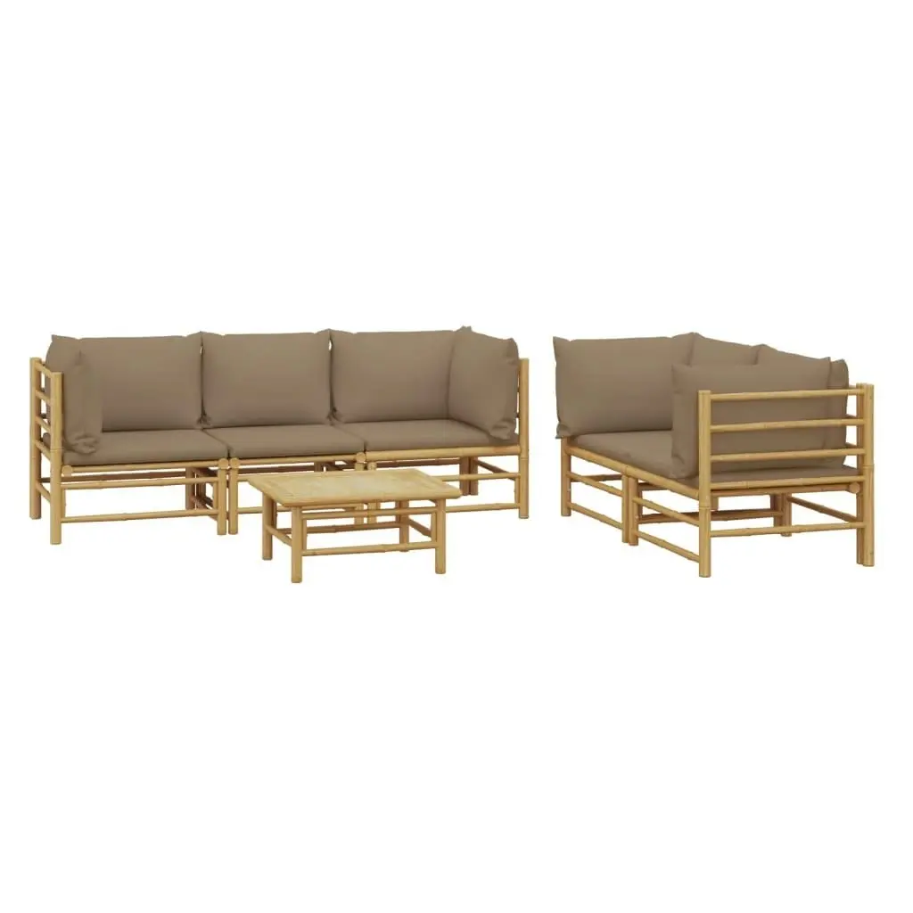 6 Piece Garden Lounge Set with Taupe Cushions  Bamboo 3155122